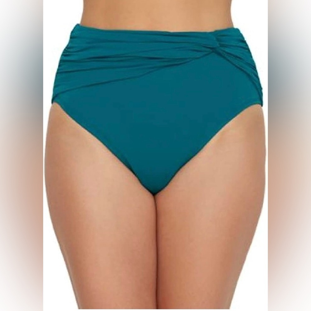 NWT Bleu Rod Beattie Twist & Shout Teal High-Waist Swim Bikini Bottom | Size 6